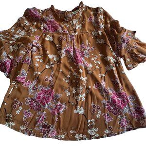 Brown floral top from Monteau size L